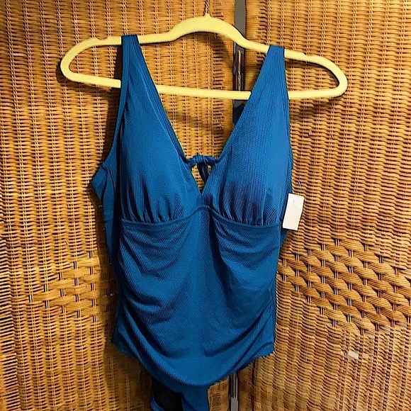 Kona Sol Blue Full Bathing Suit Size 14W - Picture 3 of 11
